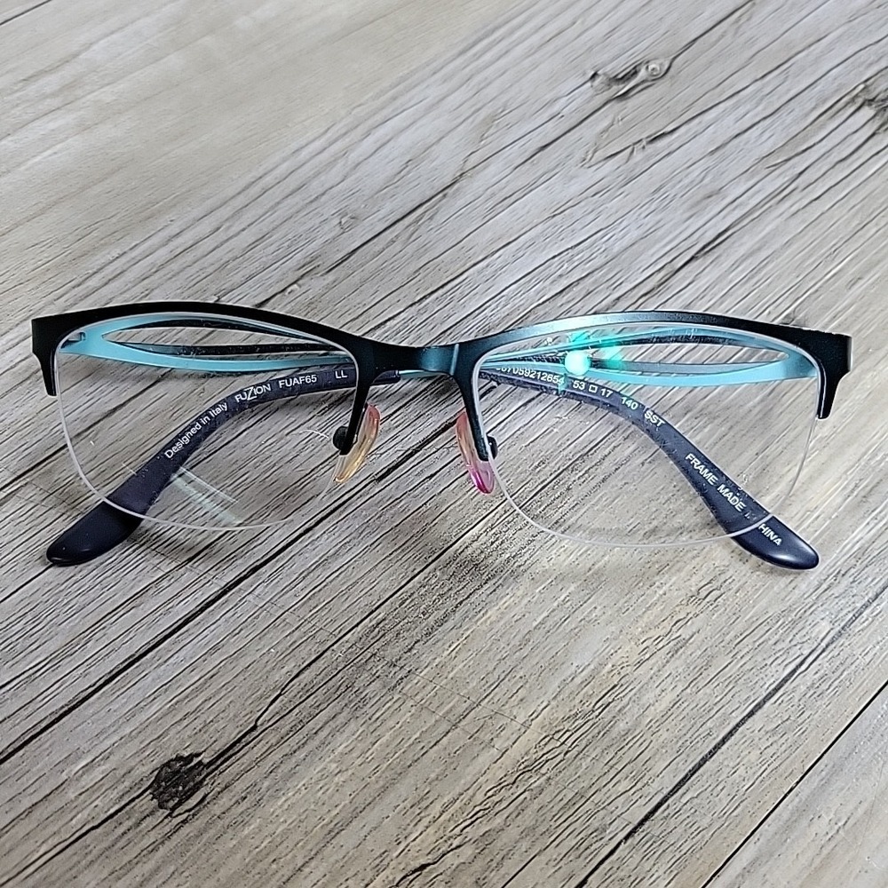 FUZION‎ mod# FUAF65 Eyeglasses Frames Blue Twist  Netal Half Rim 53-17 140mm SST - Picture 10 of 15